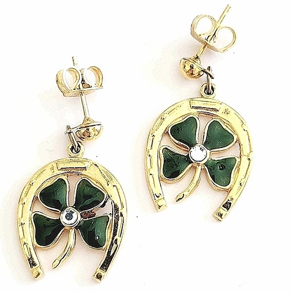 AVON Vintage Irish Shamrock & Angel Brooch Earrings Set - Picture 5 of 9